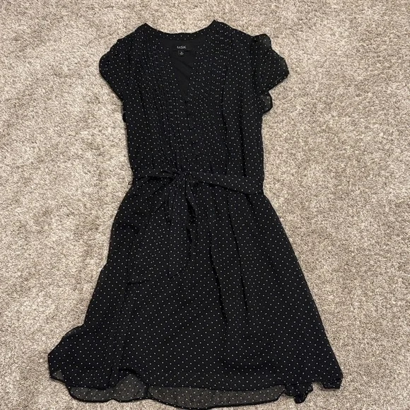 MSK Black and White Polka Dot Midi Dress - Picture 1 of 3